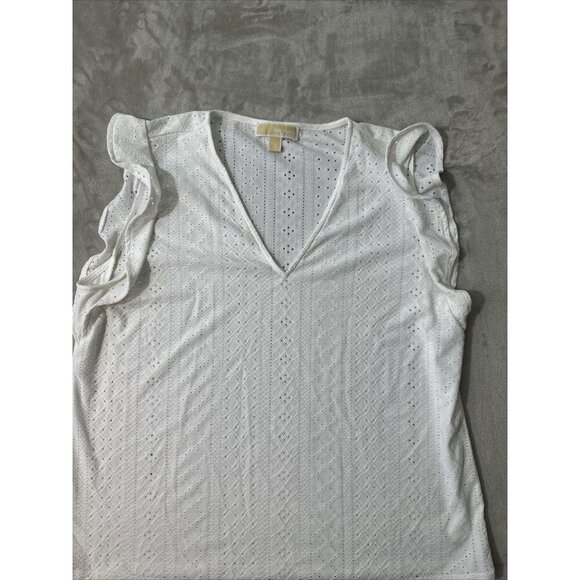 Women’s Michael Kors Blouse White V-Neck Size Xl - Picture 5 of 13